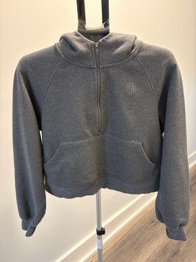 Ninth Hall Fundamentals ~ Charcoal Half‑Zip Crop Hoodie ~ Large
